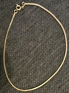 14k Italy OR Stamped; herringbone Anklet-Real 14K Yellow Gold